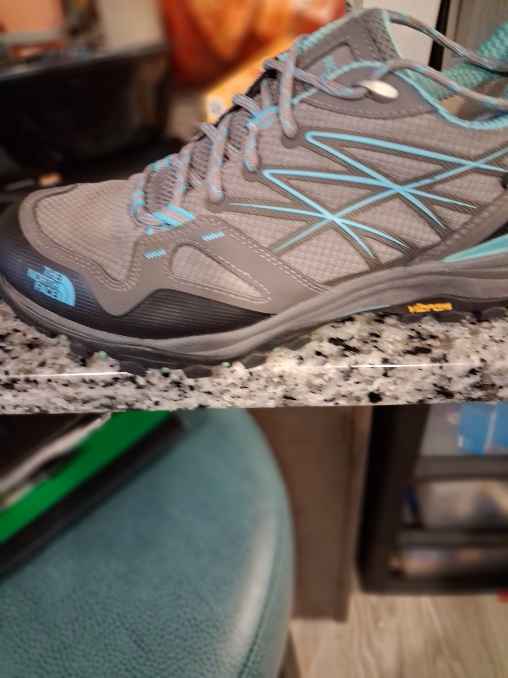 The North Face Women's Gray with Teal Trim Trail Runner